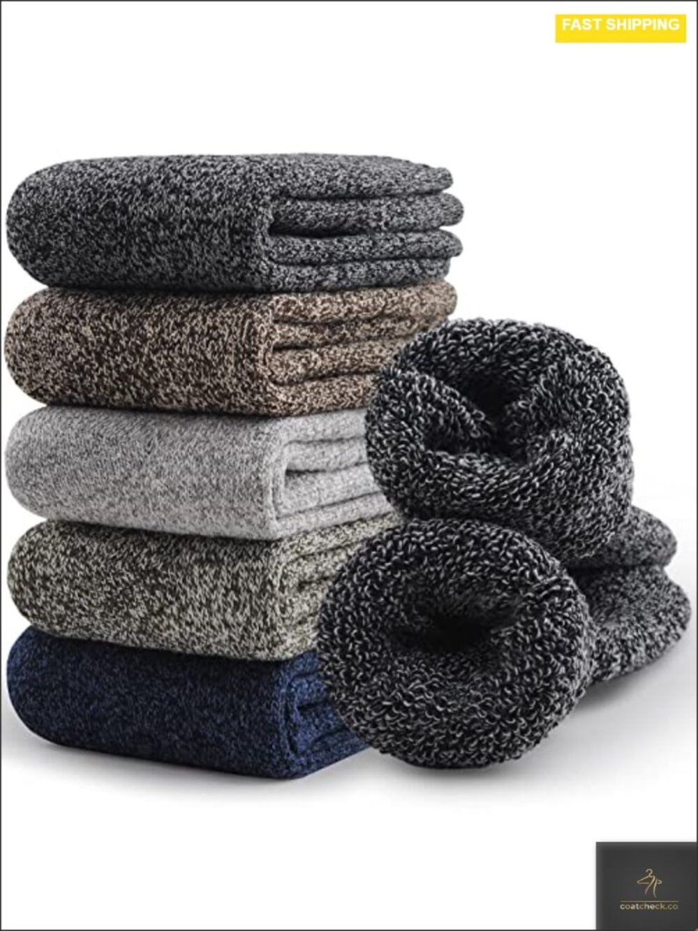 5 Pairs Merino Wool Hiking Crew Socks Unisex Extra Thick Thermal Winter Warm